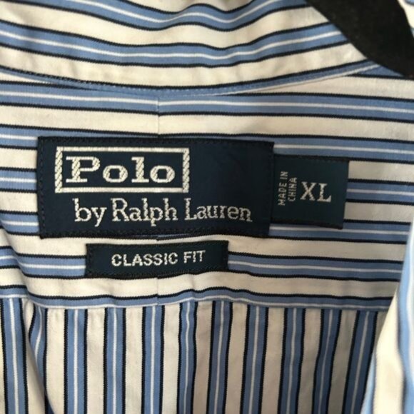 Polo by Ralph Lauren Classic Fit Blue Vertical Stripes Button Down Shirt, Sz XL - Picture 5 of 14